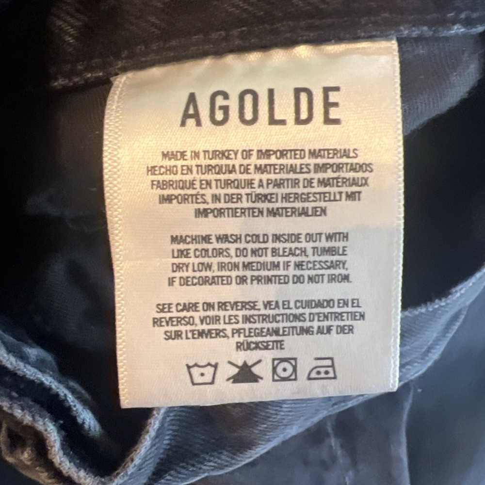 Agolde Womens Distress Fly Button High‎ Rise 90's Jeans Black Size 25 - Picture 3 of 6